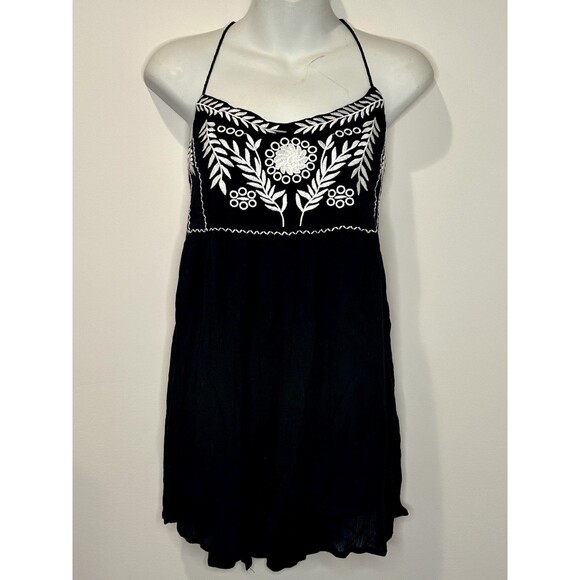 Suzanne Betro Black White Embroidered Strappy Mini Dress Size S Small NWT!!! - Picture 1 of 4
